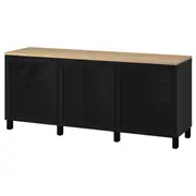 BESTÅ storage combination with doors, black/Sindvik/Stubbarp black, 180x42x76 cm