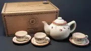 Vintage Bearware Pottery Works BOYDS BEARS Tea Set Miniature Teapot Cup Saucer