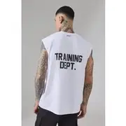 Mens White Tall Man Active Training Dept Oversized vest