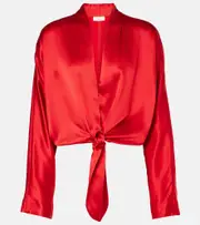 [The Sei] The Sei Tie-detail silk satin top AU 14 red