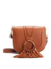 See By Chloé Hana Fringed Leather Crossody Bag in Caramello
