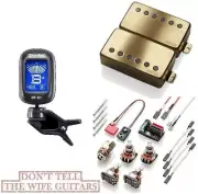 EMG JH SET JAMES HETFIELD BRUSHED GOLD STANDARD SPACED SHORT POTS & WIRES +TUNER