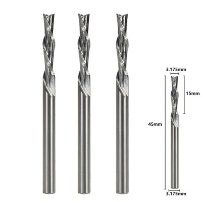 3PC 1/8" Shank 2 Flutes Solid Carbide Down cut Spiral End Mill CNC Router Bit US