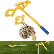 Fence Stretcher Tensioner Chain Strainer Heavy Duty Fence Puller Energiser Repair Tool for Cattle Barn Farm Fencing Repair Plain & Barbed Wire Stretcher Tool 47.25'' Chain Capacity 2200lbs