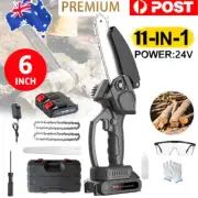 6" Mini 750W Electric Chainsaw Rechargeable Cordless Wood Cutter w/2X Battery