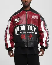 [LOITER] Loiter Tokyo Drift Vegan Leather Jacket Red - Size XL XL Red