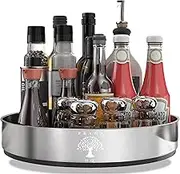 Prana HQ Lazy Susan Turntable Organiser -10" Stainless Steel Rotating Tray-Storage & Organisation of Spice Jars,Sauce & Oil Bottles,Condiments in Pantry,Kitchen benchtop, Fridge,Table.Smooth Spin.