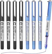 EYEYE Liquid Rollerball Pens, 0.5mm Extra Fine Point Needle Tip, 4 Black 4 Blue Rollerball Pens Quick Drying, Rolling Pen Smooth Writing for Journaling, Note Taking, Office and School Supplies