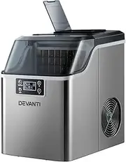 Devanti Ice Maker Machine, 3.2L Stainless Steel Portable Countertop Icemaker Cube Makers Commercial Home Office Kitchen Appliances, Electric Fast Freeze Silver