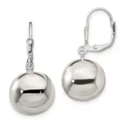 Sterling Silver 14mm Ball Dangle Leverback Earrings