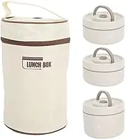 Portable Lunch Container, 304 Stainless Steel Leakproof Food Jar, Round Design, Hot and Cold, Storage Box, 32OZ, Wide Mouth (3 Box)