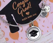 NEW NWT Alex and Ani Class of 2020 Charm Bangle Silver Bracelet W/Card