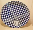 NEW! Tommy Bahama Blue & White Gingham Checkered Melamine 4 Dinner Plates SET