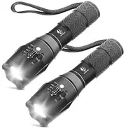 2 PACK Handheld LED Flashlight, Camp Flashligt Torch with Adjustable Focus and 5 Light Modes
