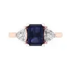 2.82ct Emerald Cut Sapphire Gemstone Three-Stone Promise Ring Rose Gold