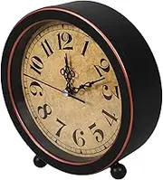 STOBAZA Desk Clock Vintage: Non Ticking Slient Small Clock Bedside Decoration for Living Room Bedroom Bedside Desk Black (no Battery)