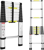 JEEKVISEN Telescoping Ladder 3.2/3.8/4.4/5/5.4/5.8/6.2m Aluminum Telescopic Ladder Collapsible Ladder Multi-Purpose Ladders for Home Loft Roof Ceiling (Telescoping Ladder, 5.4m)