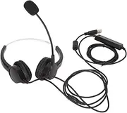 USB Headset Noise Cancelling Wired Business Headphone with Microphone Volume Control for Call Center Customer Service Telemarketing ABS Material 2.5m Cable