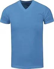 Men's Heavyweight Cotton T Shirt – Basic 6.2 Ounce Short Sleeve V Neck Plain Tee Top Tshirts Regular Big and Tall Size