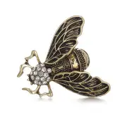 2Pcs Vintage Cicada Insect Brooch Pins Steampunk Bronze Rhinestone Enamel Brooches Costume Jewelry