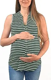 [Eliana] Stretchy Sleeveless Deep Vneck Maternity & Nursing Tank Top with Snap Buttons - Summer Maternity Clothes