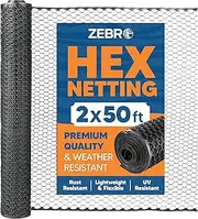 Plastic Hex Chicken Wire Mesh Garden Fence Roll (2' x 50' - Black) - Versatile Poultry Netting and Garden Fence for Temporary or Semi-Permanent Enclosures, Deer Fencing, and Construction Barriers