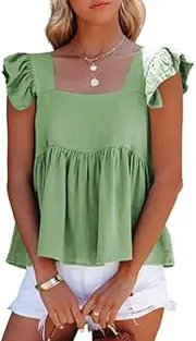 [Generic] Spring/Summer Cute Casual Girl Top Square Neck Loose and Versatile Sleeveless Tank Top