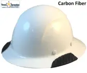 DAX Actual Carbon Fiber Full Brim Lift Safety Hard Hat - White