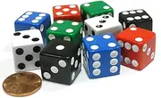 Set of 10 Six Sided Square 16mm D6 Dice - 2 Each of Red White Blue Green Black by Koplow Games
