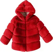 [LMFSS] Girls Winter Coats Hooded Fur Jacket Warm Cotton Fleece Thick Snowsuit Soft and Breathable Toddler Winter Coat for 2-10 Years Kid Girls