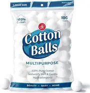DecorRack 100 Cotton Balls, 100% Pure Cotton for Nail Polish and Make-Up Removal, Applying Oil Lotion or Powder, Perfect for Multi-Purpose Use, Soft and Absorbent (100 Count)