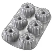 Nordic Ware 50602 Mini Fluted Tube Aluminum Bundt Muffin Pan 6 Cup Servings