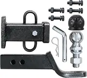 Compatible With 2 Inch Towbar Tongue Mount With Tow Ball And Hitch Receiver Pin Bolt On Truck Trailer Parts Car Camper Accessories Caravans(Set With 50mm Ball)