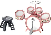 TTETTZ Children's Drum Set Music Toy with Percussion Accessories for Stage Events, pink