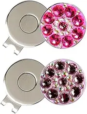 PINMEI Crystal Golf Ball Markers Golf Hat Clips Sets Pack of 2