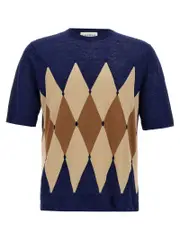 [Ballantyne] Ballantyne-Argyle T Shirt Blu-Uomo 46IT Blue