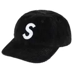 SUPREME FW23 CORDUROY S LOGO 6-PANEL 燈芯絨 六分割帽 (黑色) 化學原宿