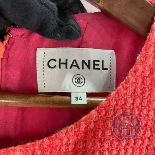 BRAND楓月 CHANEL 香奈兒 珊瑚橘色 無袖 套裝洋裝 正式洋裝 附上腰帶 長度至膝蓋上下 尺寸34