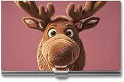 [RKJVB] Business Card Holder Funny Christmas Moose Head Slim Business Card Case Professional Name Card Holders Purse Name Card Organizer Minimalist Pocket Card Cases for Men Women