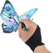 2 Pcs Art Drawing Gloves Tablet Painter Gloves Covers Extra Paper Drawing Glove Cotton Two Billiards Glove Tip Cover Thumb Cover Black