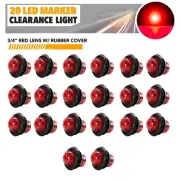 20 Pack Red 3/4" Mini Round Red 2 LED Side Marker Lights RV Trailer Marker Light