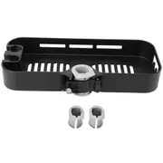 Matte Black Shower Pole Storage Shelf Rack With Shower Head Holder Bathroom Accessory