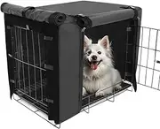 HABOPET Dog Crate Cover for 42 inches Wire Dog Crate Waterproof, Double Door for Large Pet Kennel Cover, 42 x 28 x 30inch, Black