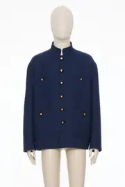 DOUBLE WOOL JACKET WITH MANDARIN COLLAR IT50,IT48 Blue