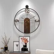 Large Modern Walnut Dial Wall Clock, Wood Metal Frame Silent Non Ticking Deco...