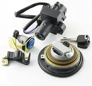 MZBZUTEDEE Motorcycle Ignition Switch Fuel Gas Tank Cap Cover Seat Lock Key Set Kit Fit for Honda VTR1000F 35010-MBB-640 35010-MBB-730 Moto