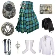 Men's Scottish Traditional Tartan kilt set wedding Highland 9Pcs kilt set