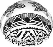 Ethnic Turtle Striped Print Various Activities Shower Cap Reusable Soft And Lightweight Bath Hair Cap Long Hair