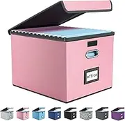 Fabric Storage Box,Foldable Organiser Cubes,Collapsible File Storage Organizer Box with Lid, Linen Document Storage, Universal Hanging Filing Organization Box for Letter/Legal Folder, Decorative Offic