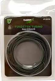 Carp On - 2m Tungsten Tubing 0.75mm Bore - High Density & Soft & Supple - Mud Brown Weed Green or Silt Black - Essential Easy Thread Terminal Tackle To Make Balanced Fishing Rigs